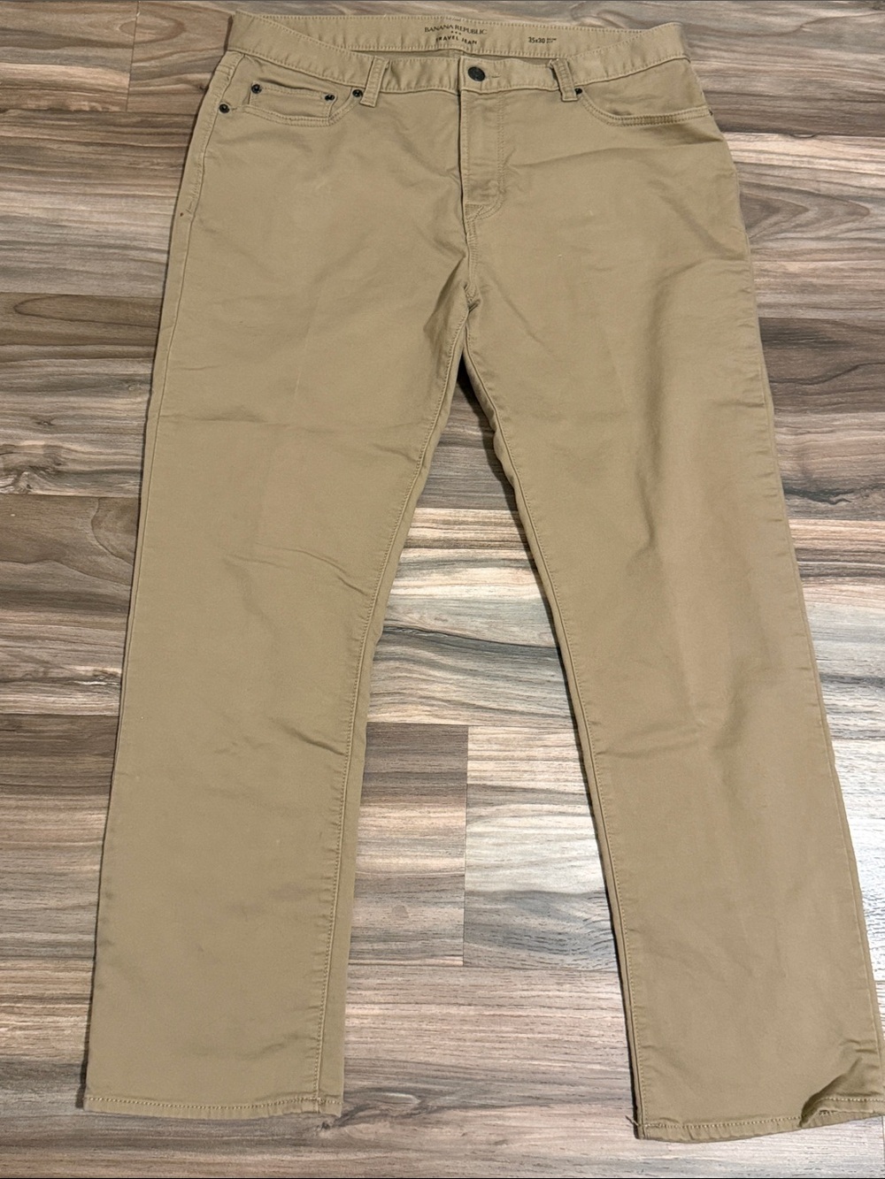 Banana Republic Mens Travel Jean Slim Fit Pants 35x30 Whiskey Khaki Brown Chino